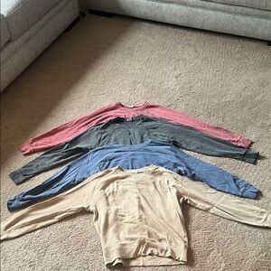 Four Long-Sleeve J Crew Crewneck Sweatshirts - Beige, Blue, Charcoal, Dusty Rose